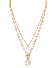 Load image into Gallery viewer, Pearl Disc &amp; Shell Clover Necklace Set
