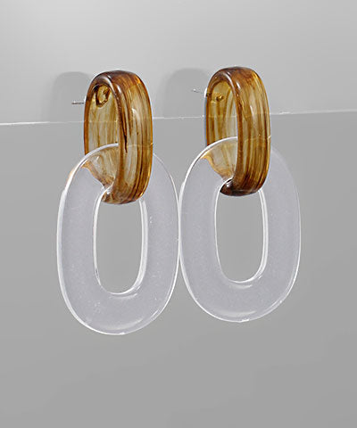 Acrylic Oval Link Earrings