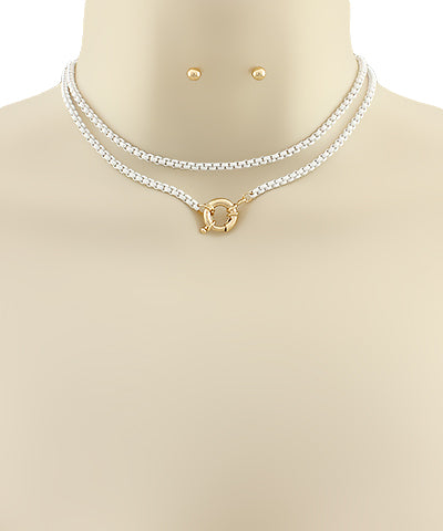 2 Layer Color Box Chain Choker