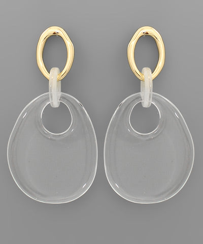 Lucite Teardrop Dangle Earrings