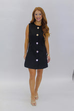 Load image into Gallery viewer, Jackie Gold Button Mini Dress-Black
