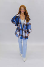 Load image into Gallery viewer, From You Fuzzy Plaid Jacket- Blue
