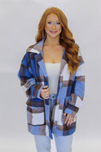 Load image into Gallery viewer, From You Fuzzy Plaid Jacket- Blue
