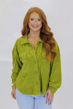Load image into Gallery viewer, Blake Embossed Shacket-Lime

