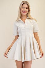 Load image into Gallery viewer, Liz Polo Collar Topstitch Dress-Beige
