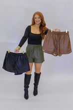 Load image into Gallery viewer, Toni Faux Leather Shorts-Black
