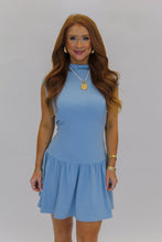 Load image into Gallery viewer, Wren Drop Waisted Mock Neck Dress-Light Blue
