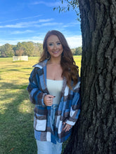 Load image into Gallery viewer, From You Fuzzy Plaid Jacket- Blue
