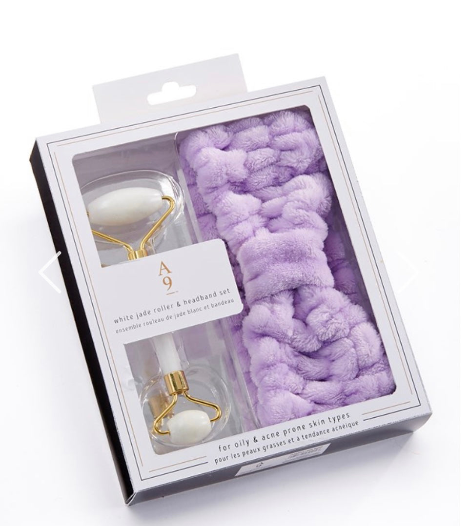 White Jade Roller & Headband Gift Set