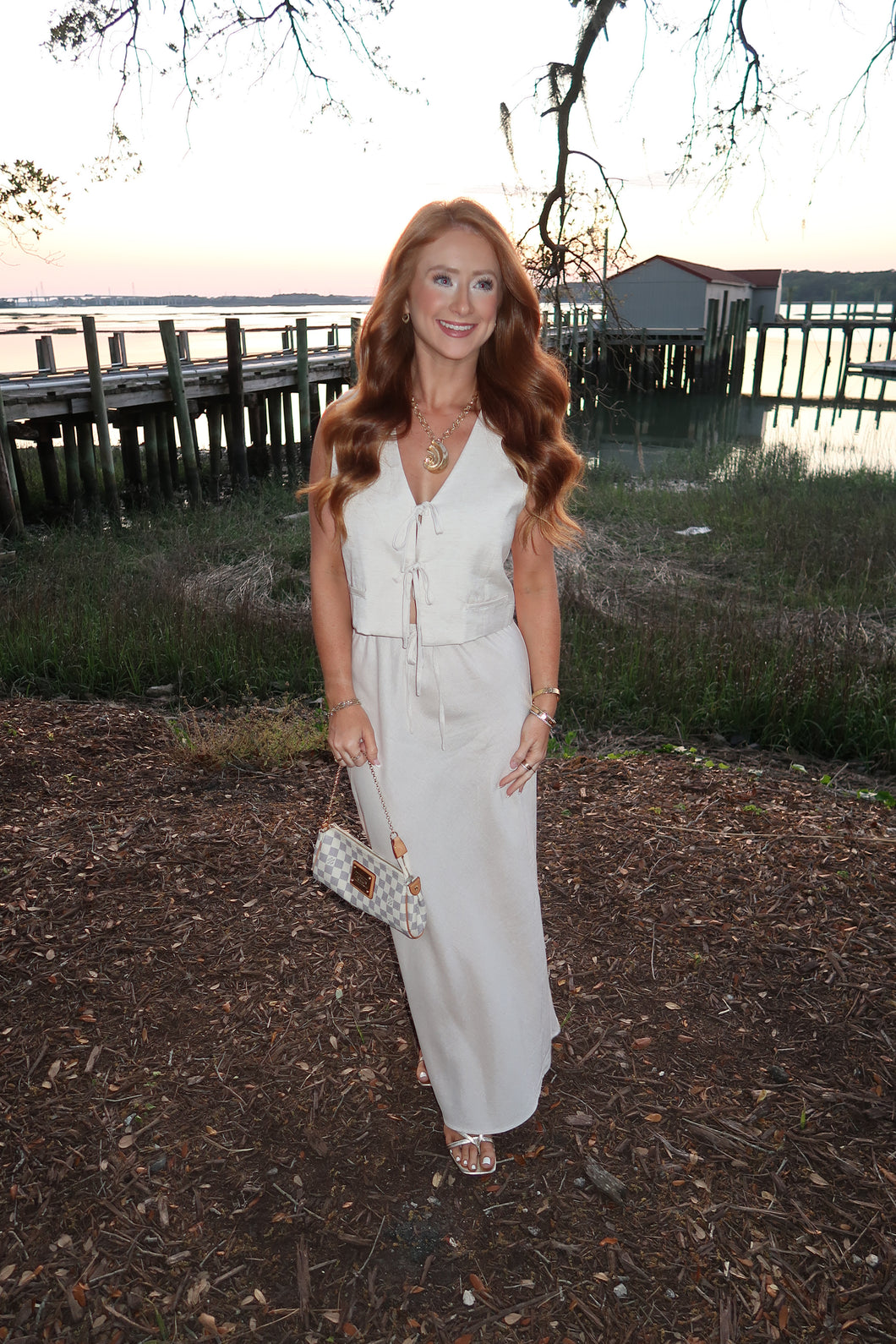 Cabo Linen Midi Skirt Set-Natural