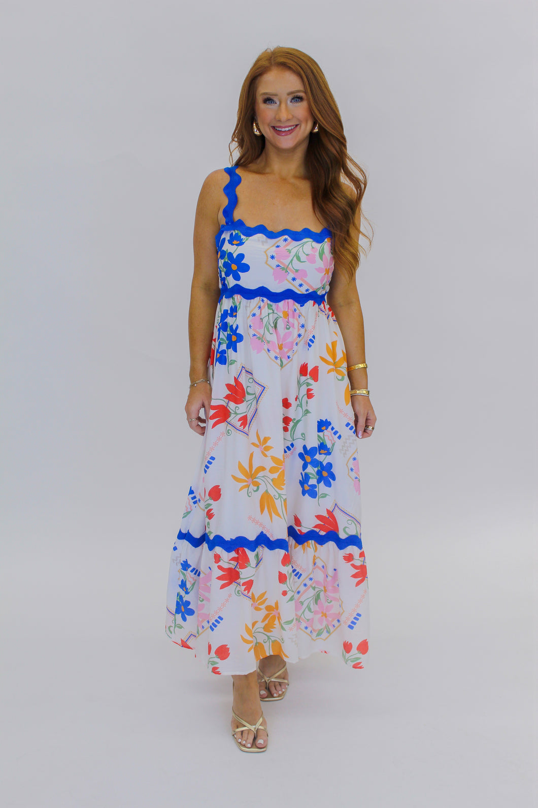 Greece Floral Midi Dress