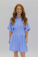 Load image into Gallery viewer, Collar Neck Waist Pleated Mini Dress
