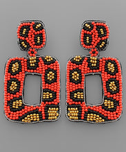 Load image into Gallery viewer, Leopard Bead Rectangle Earrings
