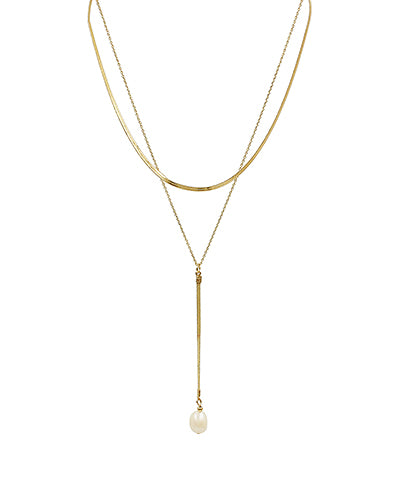 Pearl Drop Snake Chain Choker