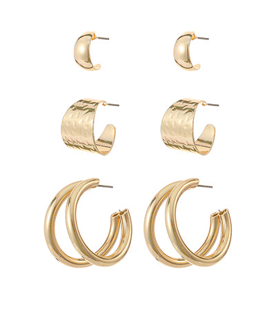 Row & Hammered Hoops Set