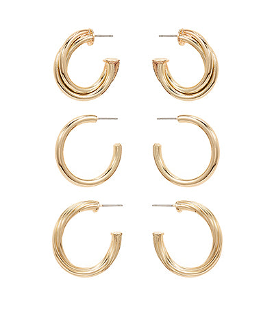 Row Twist & Textured Hoops Set