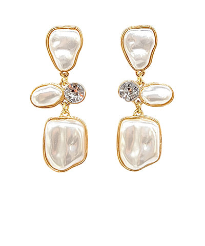 Geometric Shape Pearl Drop Earrings