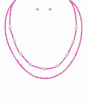Load image into Gallery viewer, Color Beads &amp; Pearl Dual Necklace Set
