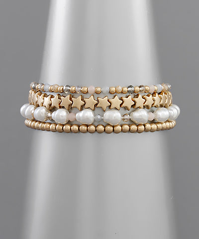 Pearl & Star Bead Bracelet