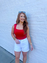 Load image into Gallery viewer, Rowan Square Neck Bodysuit- Red
