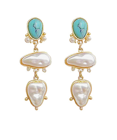 Pearl Drop From Stone Earring