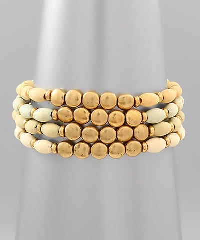 Row Wood Bead Bracelet