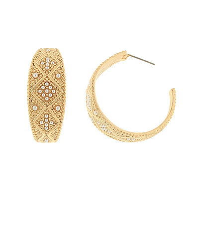 Diamond Pattern Textured Hoops