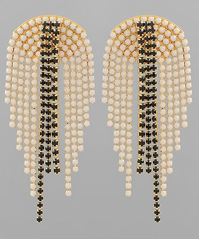 Pave Crystal Arch Fringe Earrings