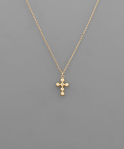 Brass Ball Cross Necklace