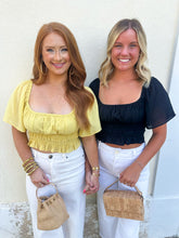 Load image into Gallery viewer, Flirty Flutter Sleeve Lace Up Top- Yellow
