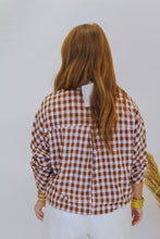 Load image into Gallery viewer, Gingham Tailored Collared Top- Brown
