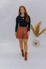 Load image into Gallery viewer, Sophisticated Faux Leather Shorts- Camel
