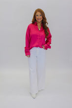 Load image into Gallery viewer, Selma Button Up Satin Blouse-Raspberry
