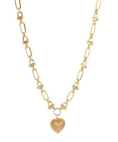 Textured Heart Pendant Toggle Necklace