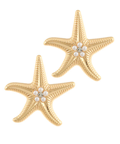 Textured Chunky Starfish Earrings