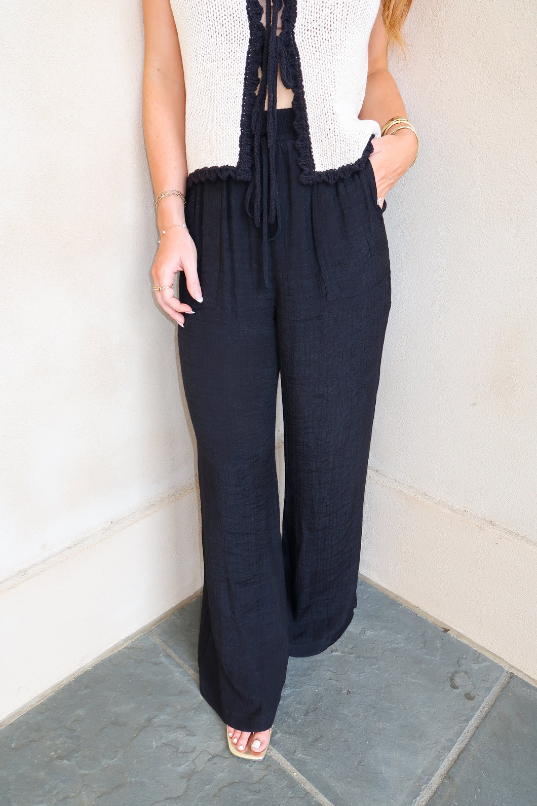 Alder Wide Leg Pants- Black