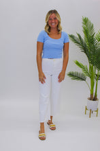 Load image into Gallery viewer, Tyra Scalloped Edge Top-Blue
