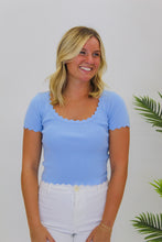Load image into Gallery viewer, Tyra Scalloped Edge Top-Blue
