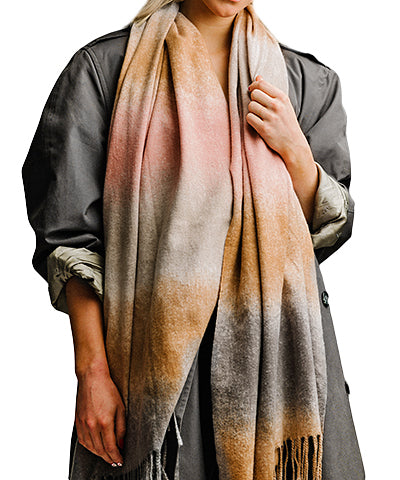 Color Block Soft Feel Oblong Scarf