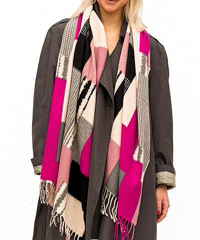Multi Geometric Print Soft Oblong Scarf
