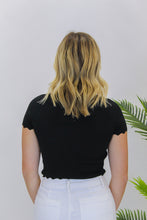Load image into Gallery viewer, Tyra Scalloped Edge Top-Black
