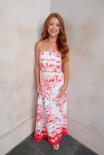 Load image into Gallery viewer, Daphne Floral Strapless Midi Dress
