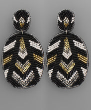 Load image into Gallery viewer, Chevron Pattern Beaded Oval Earrings
