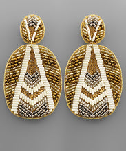 Load image into Gallery viewer, Chevron Pattern Beaded Oval Earrings
