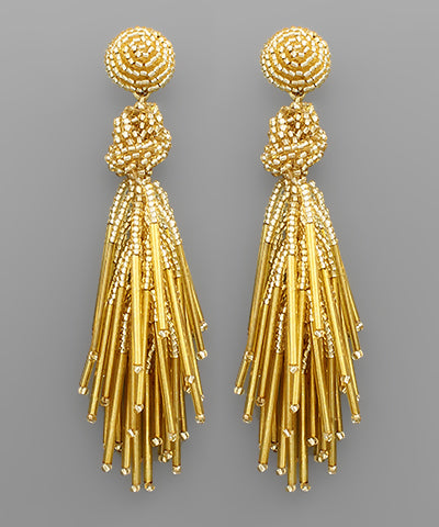 Seed Bead Knot Tassel Earrings