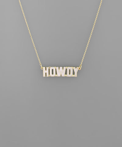 Brass Howdy Letter Necklace