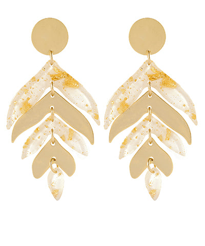 Gold Flake Leaf Earrings