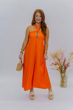 Load image into Gallery viewer, Dreamy Halter Neck Jumpsuit- Orange
