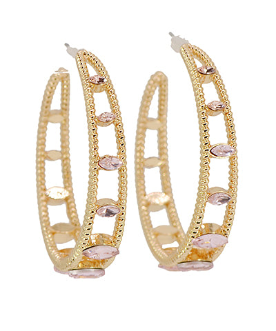 Pave Glass Layered Metal Hoops