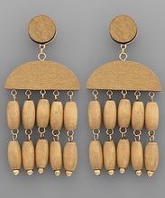 Load image into Gallery viewer, Wood Bead Tassel Earrings
